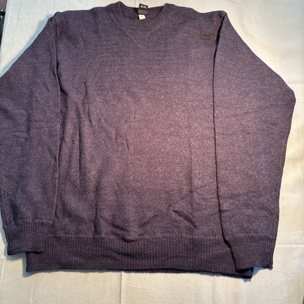 Gap Mens Wool Crewneck Sweater Large Charcoal Purple Vintage Knit 12360101